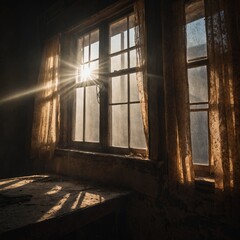 Capture light streaming through a dusty window.