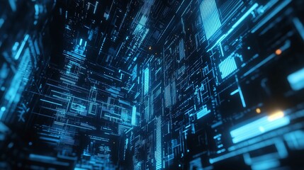 Obraz premium Abstract Blue Lines Technology Background in 16K Resolution