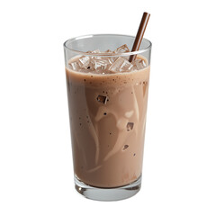 a glass of ice chocolate isolated on transparent background
