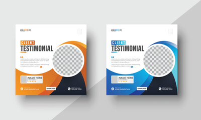 Customer Testimonial Social Media Banner Template. Review & Feedback Design for Engagement