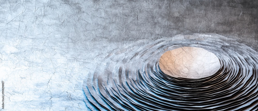 Poster abstract silver paper texture background circular pattern generative ai art
