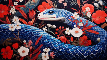 꽃 속의 푸른 뱀 Blue Snake Among the Flowers