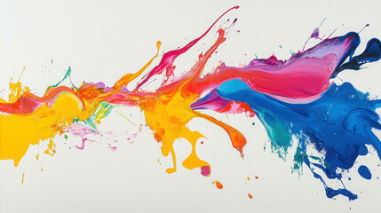 Vibrant Abstract Scene with Smooth Swirling Colorful Paint Splashes