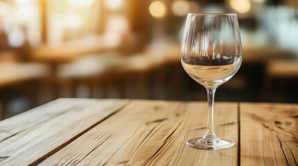 A lone, empty glass rests on a wooden table, symbolizing the start of Dry January and the choice to abstain from alcohol for the month. The setting evokes a sense of peace and mind