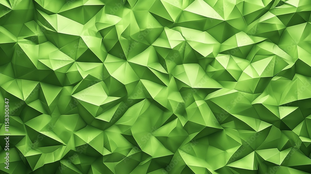 Aufkleber vibrant abstract polygonal geometric background with multiple shades of green and modern design elem