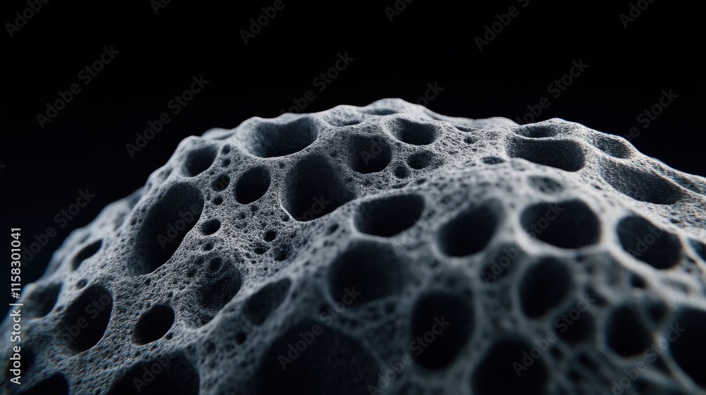 Poster abstract close-up of unique textured surface dark environment scientific exploration macro photograp