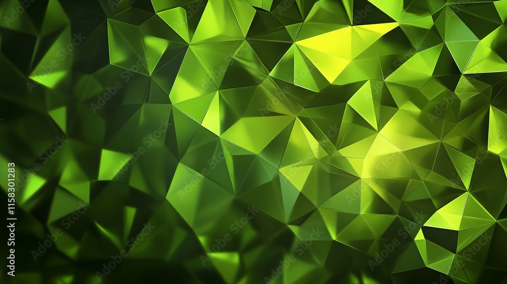 Aufkleber vibrant abstract polygonal geometric background with multiple shades of green and modern design elem
