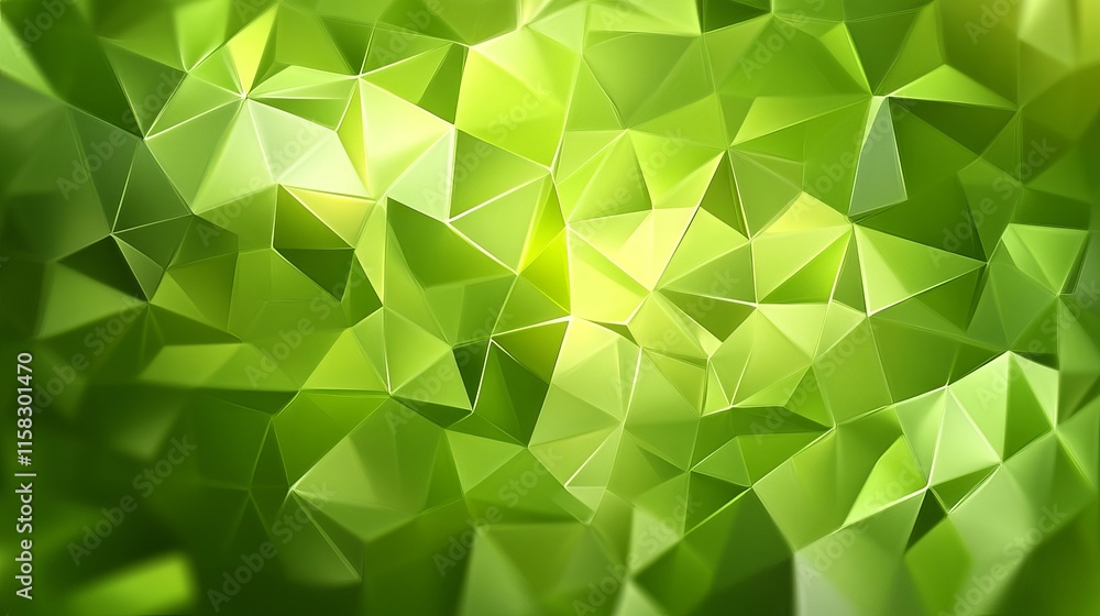 Poster vibrant abstract polygonal geometric background with multiple shades of green and modern design elem