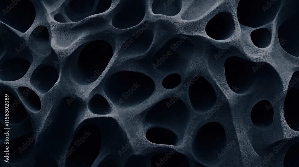 Poster exploring organic textures in dark patterns abstract environment digital art close-up perspective mo