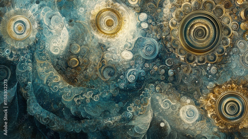 Poster abstract ocean patterns with harmonious colors