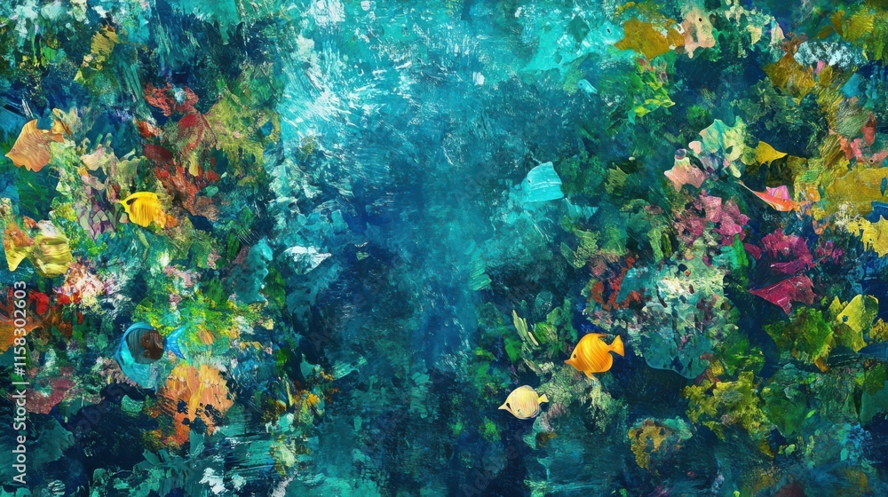 Poster artistic ocean patterns with harmonious colors