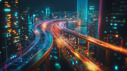 Fototapeta premium abstract professional business team people innovation connection of line from nail node to node on Smart Innovation city with connection cyber security network reciprocity , networking concept