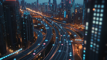 Fototapeta premium abstract professional business team people innovation connection of line from nail node to node on Smart Innovation city with connection cyber security network reciprocity , networking concept