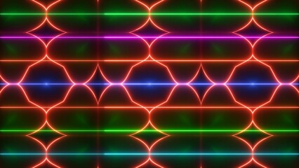 Abstract multi color neon line mandala background, for show, events, festivals and concerts program background illustration.