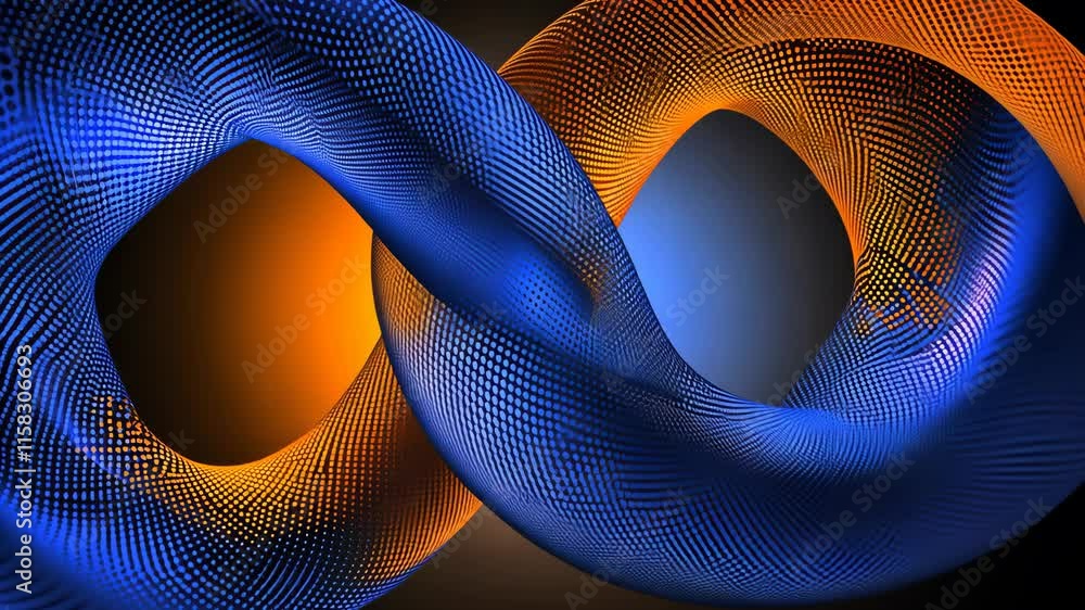 Poster dynamic interplay of blue and orange shapes creates a mesmerizing visual effect in abstract design