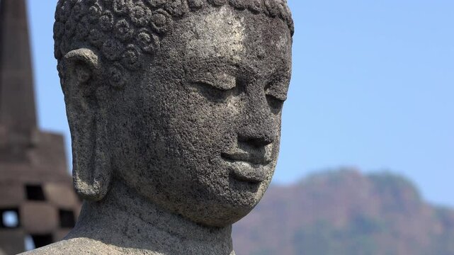 Statue of Buddha at Borobudur Temple.