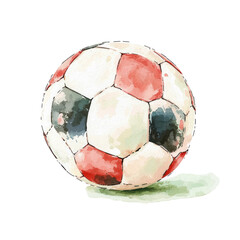 Vintage Pastel Illustration of a Retro Soccer Ball on a Green Surface