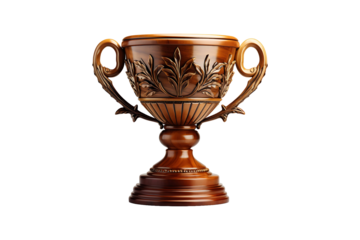 Wooden Trophy isolated on transparent background.