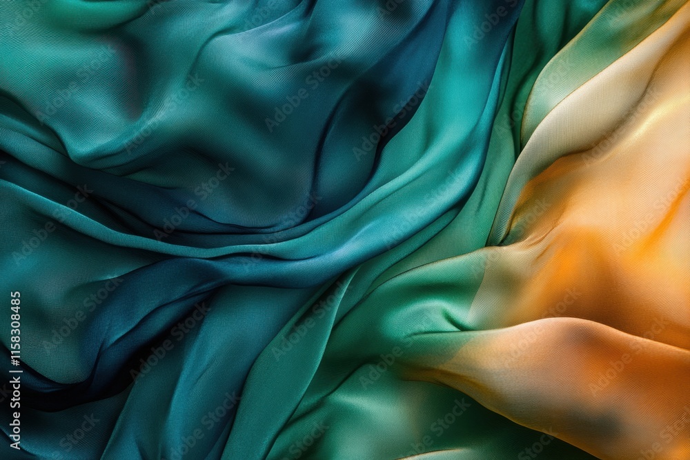 Fototapete Luxurious silk fabric showcasing rich textures and vibrant colors with ample copy space for customization and mockups. Generative AI