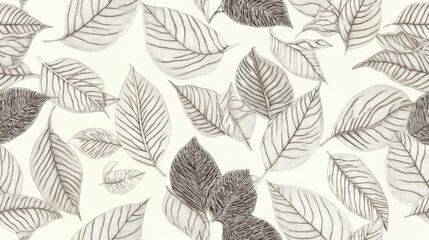 Grey leaves, seamless pattern