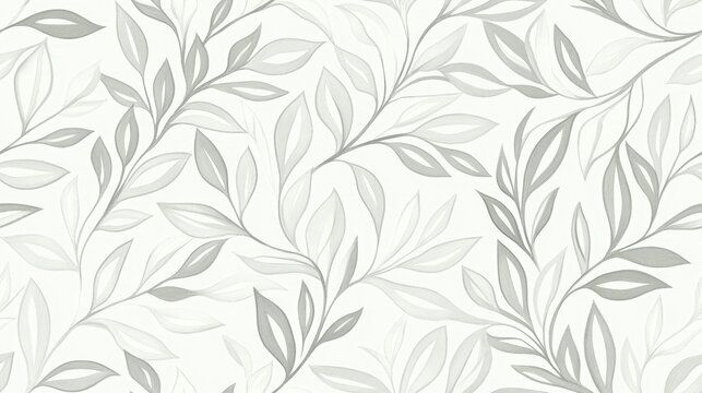 Grey leaves, seamless pattern