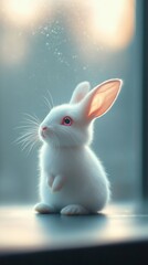 white rabbit on a blue background