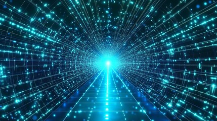 Fototapeta premium Digital Technology Banner with Green and Blue Background Colors