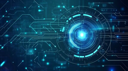 Digital Technology Banner with Green and Blue Background Colors