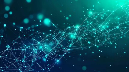 Digital Technology Banner with Green and Blue Background Colors