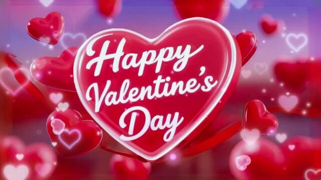 Happy valentine day hearts background with hearts animation 4k video