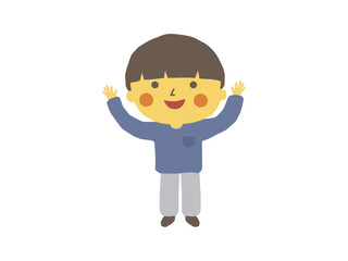 万歳をして喜ぶ男の子