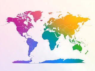 Obraz premium A minimalist world map with accurately labeled continents, set against a light gradient background