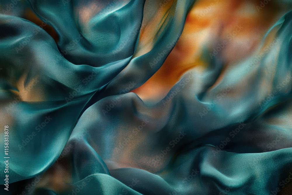 Poster Luxurious silk fabric with rich colors and texture offering a perfect mock up space for creative design projects. Generative AI