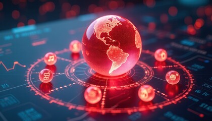 Global Network Digital World Red Globe Technology Data Innovation Connectivity