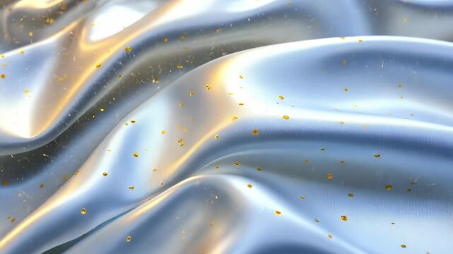 Elegant fabric draped with golden flecks catches light beautifully in a soft, serene setting