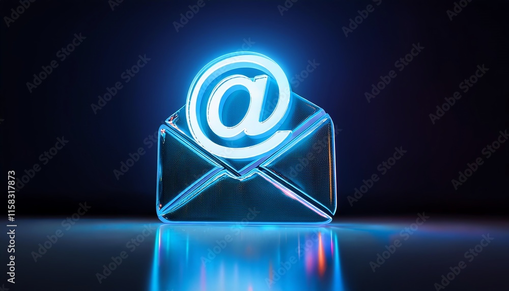 Aufkleber a glowing email icon with an envelope, symbolizing digital communication and modern messaging techno