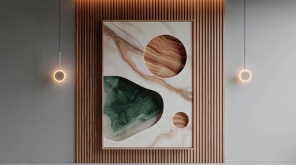 Modern Minimalist Wall Art  Marble  Wood  Abstract Canvas Print