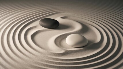 Yin Yang symbol on the sand