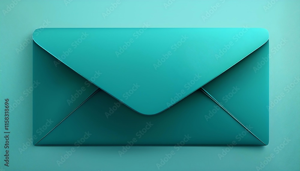 Poster a teal envelope rests on a matching background, showcasing a minimalist and modern design ideal for 