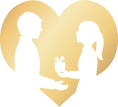 recommend clip art: 男女　カップル　シルエット　プレゼント　バレンタイン　バースデー　おしゃれ　手描き　イラスト