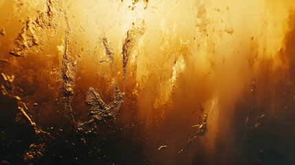 A highly detailed texture of rough, abstract patterns resembling a scratched surface, glowing amber and golden tones with deep metallic bronze highlights