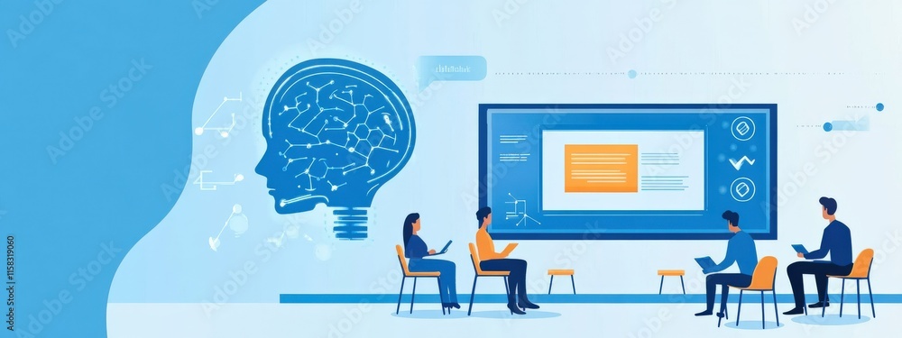 Aufkleber modern classroom with visual technology and digital learning tools emphasizing interactive teaching 