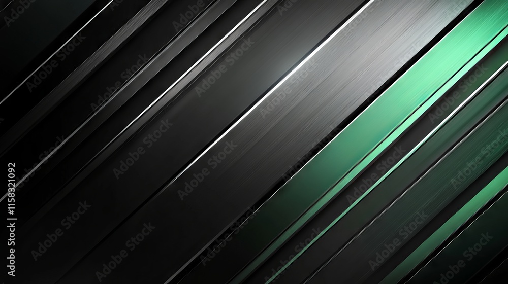 Poster abstract gradient background with sleek silver, black, and green tones featuring soft diagonal lines
