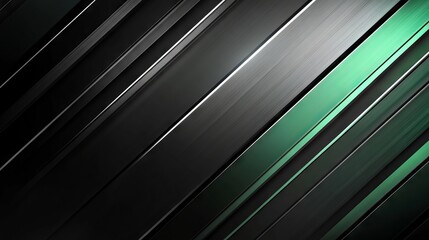 Obraz premium Abstract gradient background with sleek silver, black, and green tones featuring soft diagonal lines and metallic textured surface, perfect for modern tech and minimalistic design templates