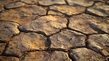 Close-up of cracked, dry earth in desert landscape.