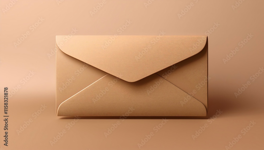 Poster a simple brown envelope rests on a soft, warm background, showcasing a minimalist design that convey
