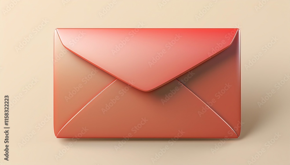 Poster a vibrant red envelope on a soft beige background, symbolizing communication and connection through 