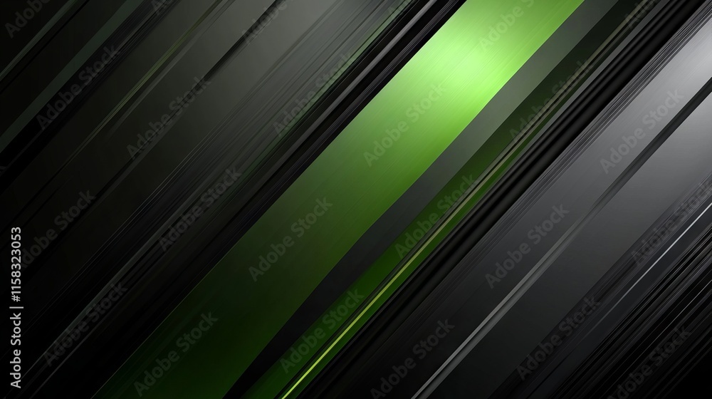 Poster abstract gradient background with sleek silver, black, and green tones featuring soft diagonal lines