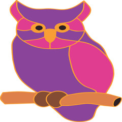 line owl art with color