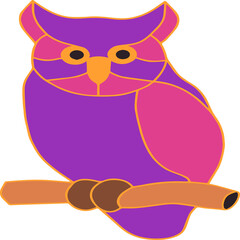 line owl art with color